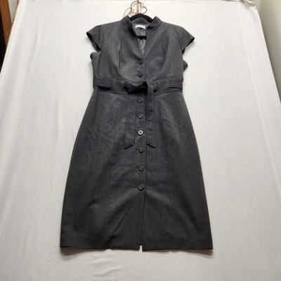 calvin klein dress grey Clothing - Mini Half Button Dress - A-Line - Slate Grey