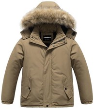 Boys' Waterproof Snow Coat Parka Windproof Winter Jacket 14-16 Years Brown