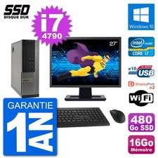 PC Dell 7020 SFF Ecran 27" Intel i7-4790 RAM 16Go SSD 480Go Windows 10 Wifi