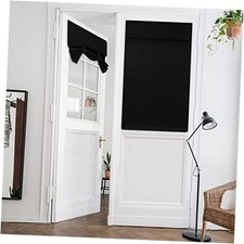 Black French Door Window Curtains, Privacy 34"W x 40"L Pack of 1 A-black