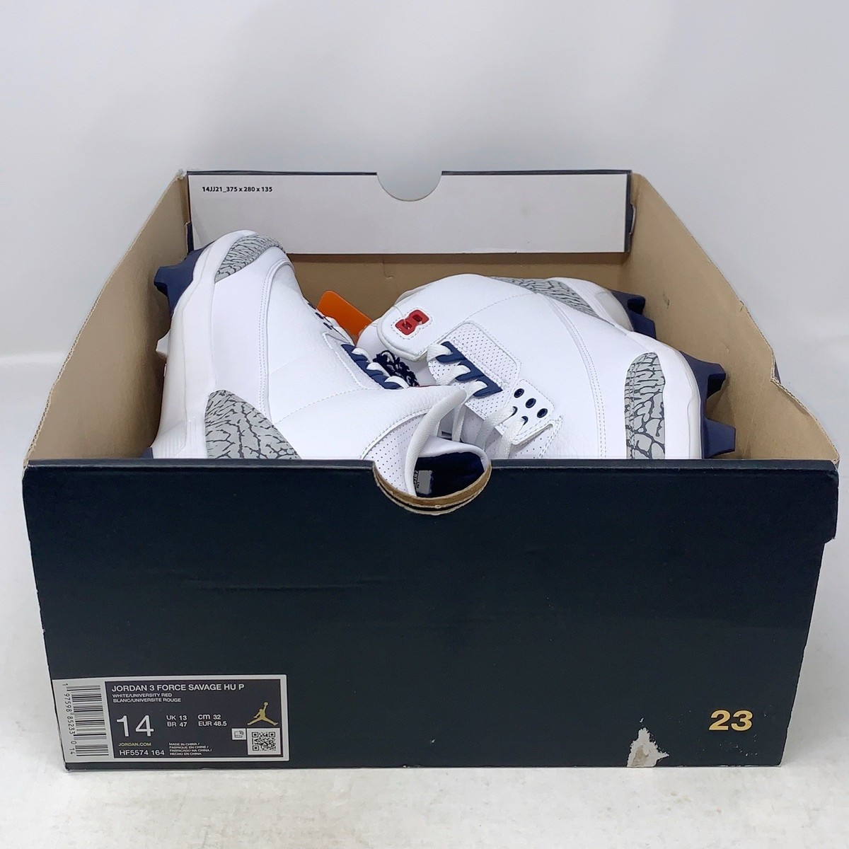 Air Jordan 3 'Howard Bison PE' White Cement Football Cleats, Size