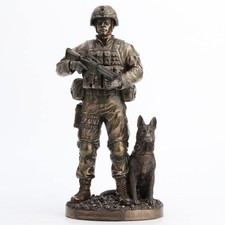 US Army Soldier And Dog Statue Honor, Courage, Commitment Figurine, 11.38"H