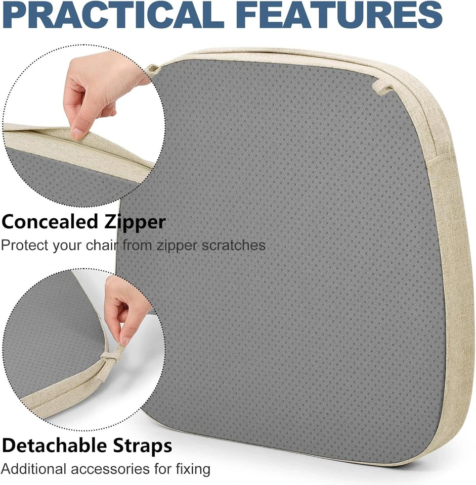 Kitchen Chair Cushions Set of 4, Non-Slip Dining Chair Cushions with Detachable