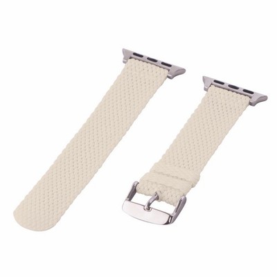 White 2 Piece Perlon Braided Nylon SS Watch Bands for 42mm Apple Watch