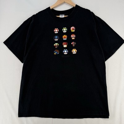 Vintage 2000s Nintendo Super Mario Mushrooms Graphic T Shirt 1 UP Y2K Gamer XXL