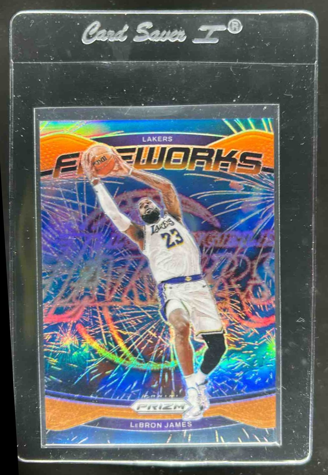 2024-25 Prizm LeBron James Fireworks Orange #7/49 Lakers