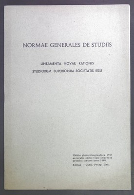 Normae generales de studiis. Lineamenta novae rationis studiorum superio 1769441