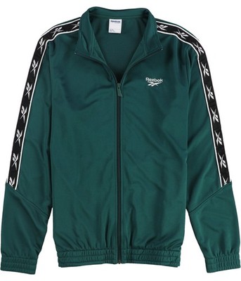 Reebok Mens Classic Vector Tape Track Jacket, Green, Medium