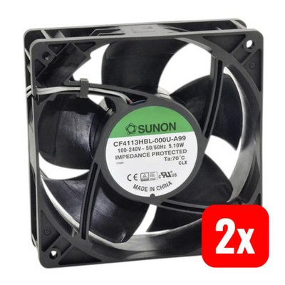 Sunon Axiallüfter Ventilator 230V 185.14m³h Kugellager Schwarz 120mm 2 STÜCK