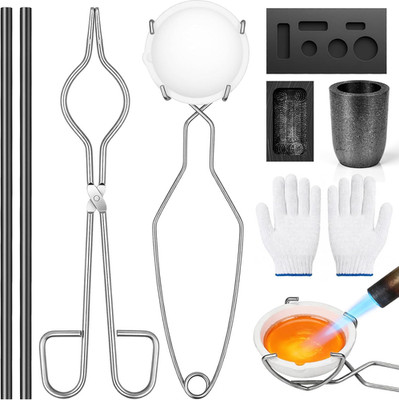 9 Pcs Crucibles for Melting Metal Kit - Graphite Torch Melting Casting Kit, Grap