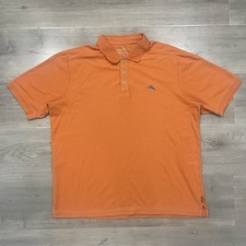 Tommy Bahama Polo Shirt Mens Large Orange Short Sleeve Logo Pique Supima