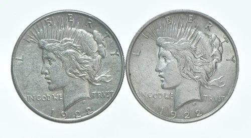 1922 & 1922 Peace Silver Dollar $1 Bullion Collection Lot *146
