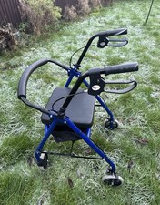 Rollator Lightweight Compact Foldable Back Support Seat & Storage Blue DUNIMED