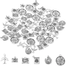Honbay 60PCS Alloy Travel Charms Pendant Earth Camera Airplane Passport... 