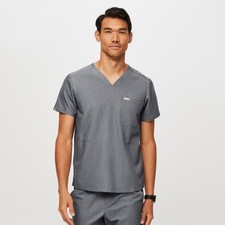 Men's Figs Technical Collection Chisec Gray Three-pocket Scrub Top XL D