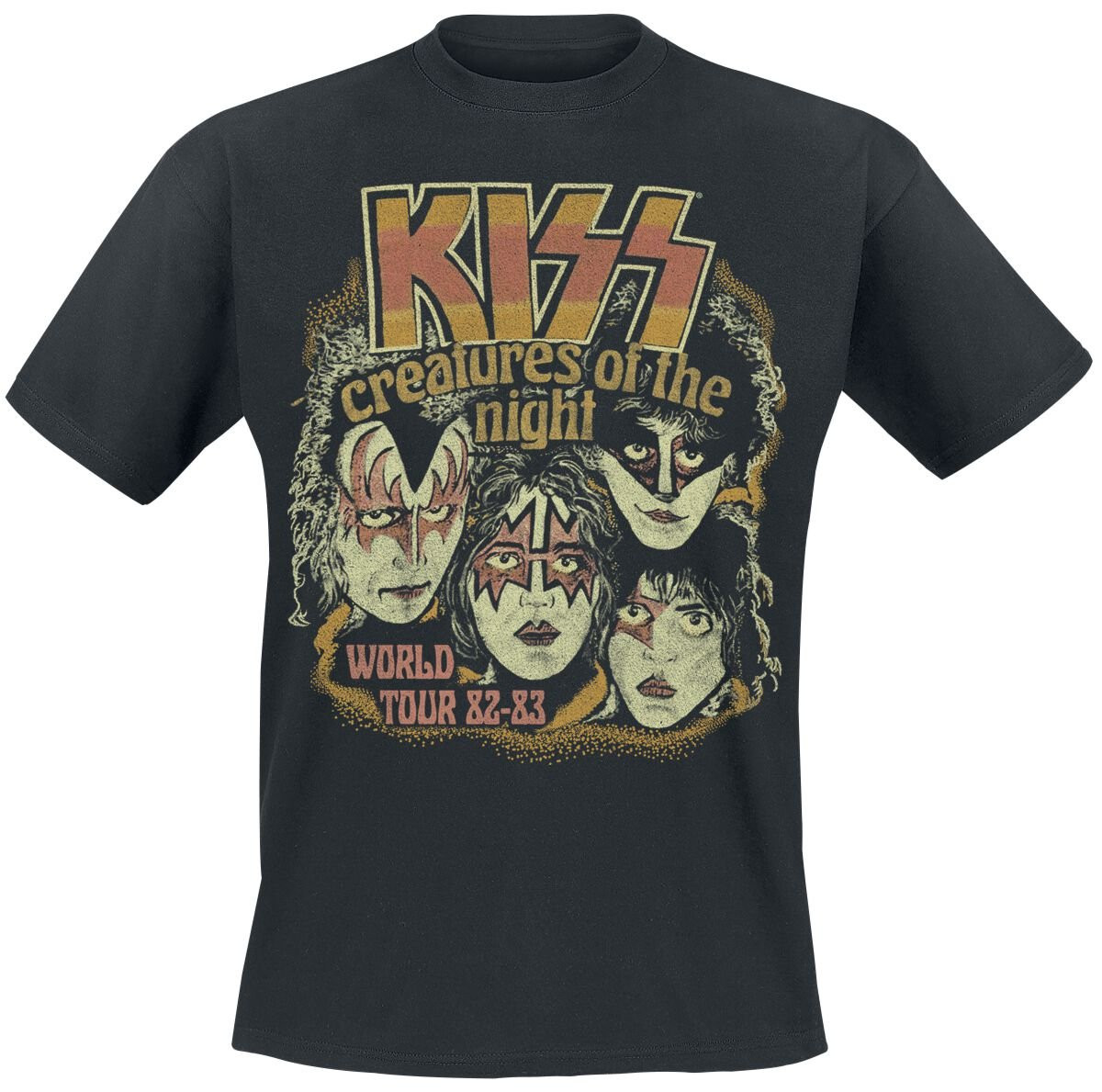 Футболка с надписью Kiss Herren Creatures World Tour schwarz Band-Товары, группы