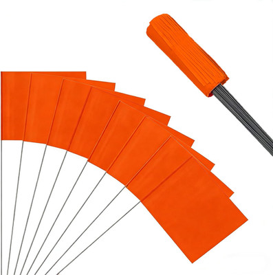 50Pack Orange Marking Flags, JIZHGRAD 15X4X5 Inch Marker Flags Use for Yard & La