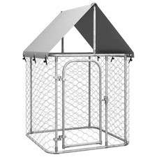 Dog Kennel Silver Galvanized Steel Large Durable Dog Kennel vidaXL