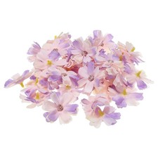 50Pcs 1.77" Artificial Silk Multi-layered Flower Head Fake for DIY Purple White