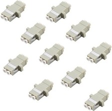 LC to LC Duplex Multimode Fiber Optic Adapter Coupler, Beige, 10 Pack