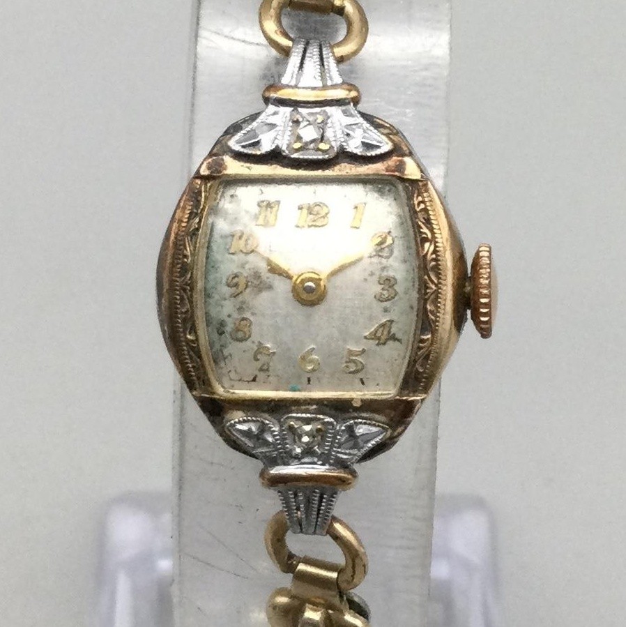 Vintage Womens Watch 16mm 10K Gold Filled Two Tone Manual Wind Stretch Bracelet Vintage Womens Watch 16mm 10K Gold Filled Two Tone Manual  main image 2