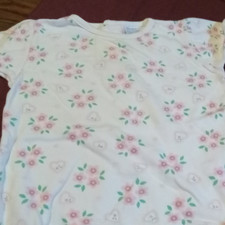 Carter's Girls White Pink Green Floral One-Piece Bodysuit Sleeveless Snap 6-9m