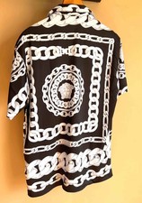 VERSACE Chain Medusa Men's Casual Button Down Soft Satin Shirts