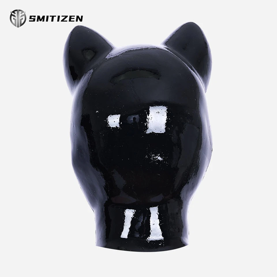 Smitizen Silikon kurze Ohren Drohne Haube Latex-ähnlich mit Herz-Schloss-Muster - Bild 4 von 4