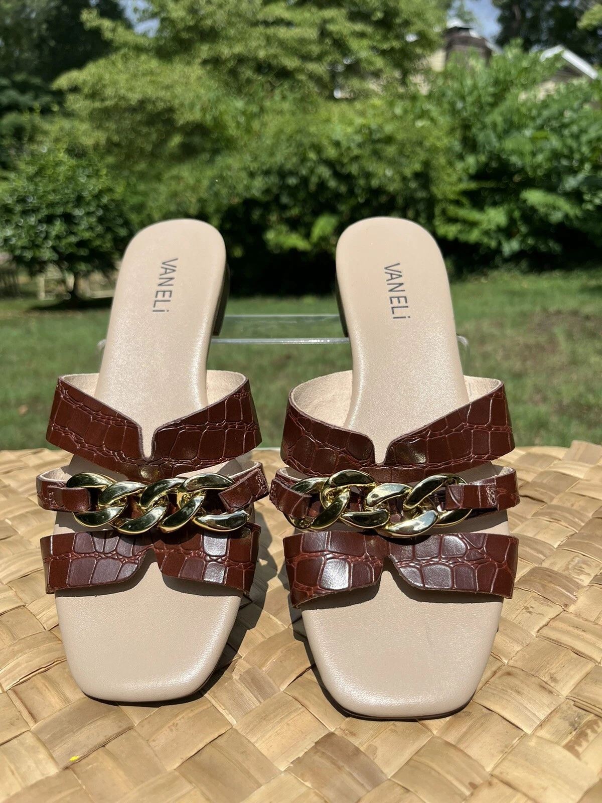 VANS Nuovi sandali Vaneli Errita Curb Chain Slide Croc Marrone Taglia 8M Beach Cottage Core