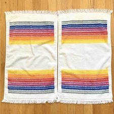 Vintage Towels Screen Prints By Sayco of California Small Hand Towels Rainbow