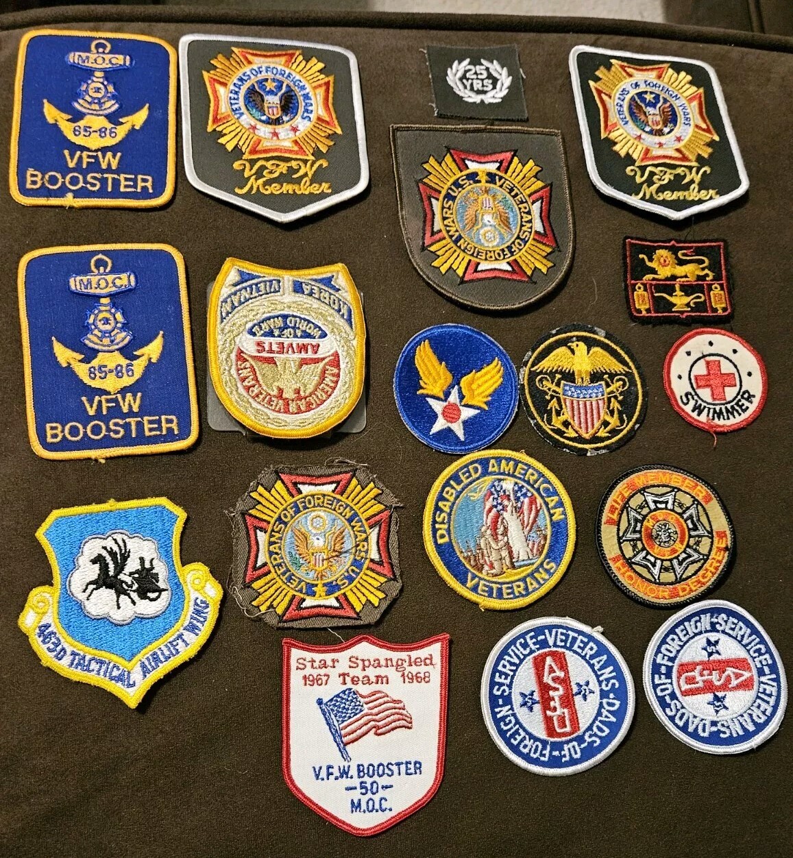 Lot of 18 Vintage VFW & Other Military Patches Veteran of Foreign Wars