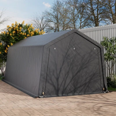 BEST-FURNITUREUK Garden Shed Waterproof Tent 3x5 8x8 10x20ft Bike Tool Sheds Steel Frame Cover UK