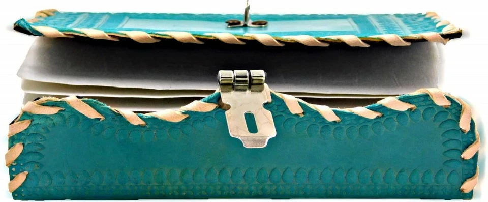 7"x10" Inch Leather Personal TURQUOISE Diary with Lock And Key Notebook Diary - Image 4 of 4