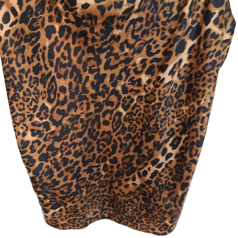 Camiseta sin mangas Cami NYC para mujer S marrón estampado de leopardo mezcla de seda camisola Foto 3 de 4