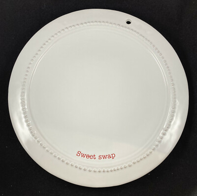 Mudpie Sweet Swap Cookie Exchange Plate 12in White Red Text NWT