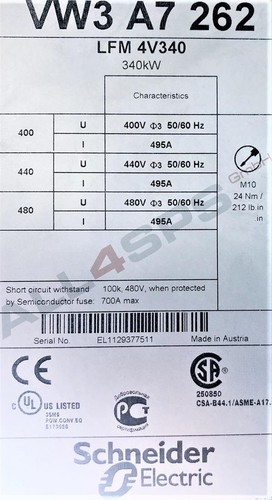 SCHNEIDER ELECTRIC FILTER 340KW, VW3 A7 262, LFM-4V340 - Picture 3 of 3