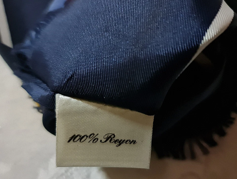 BUFANDA CABALLERO VINTAGE AUTÉNTICA ARTE A CUADROS AZUL AMARILLO ROJO RAYÓN DOBLE LARGO PARA HOMBRE Foto 3 de 3