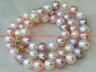 8-9mm Natural White Purple Pink South Sea Multicolor Pearl Necklace 14-36"