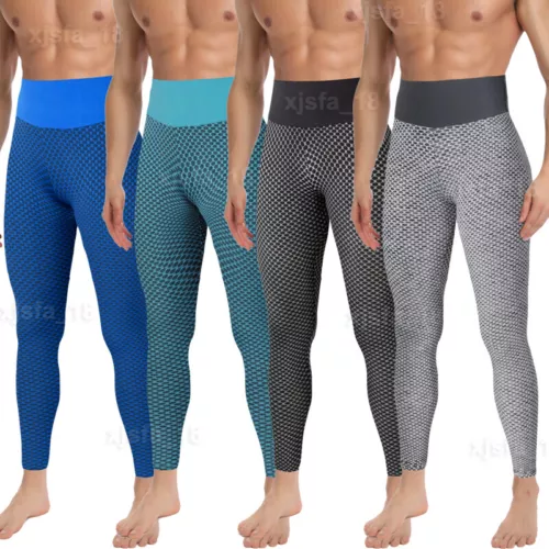 Men's Tiktok Leggings Sports Gym Compression Pants Butt Lift Fitness Yoga Jogger - Picture 1 of 27