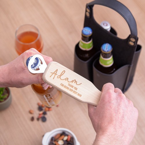 Personalised Message Wooden Bottle Opener, Wood - Picture 2 of 4