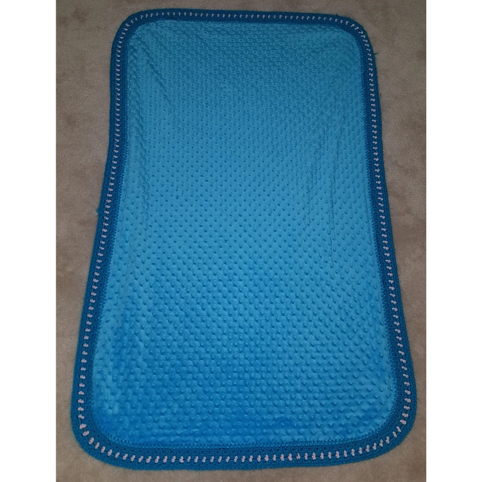 Manta de bebé Brown Owls azul punto Minky borde de ganchillo tiro vuelta naranja azul verde Foto 4 de 4