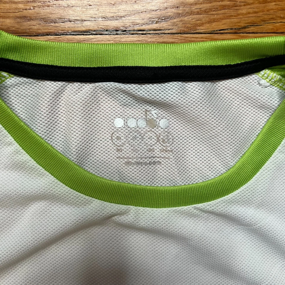 Diadora Mens Clay Crew Neck Short Sleeve Athletic T Shirt Size Small White/Green - Image 4 of 4
