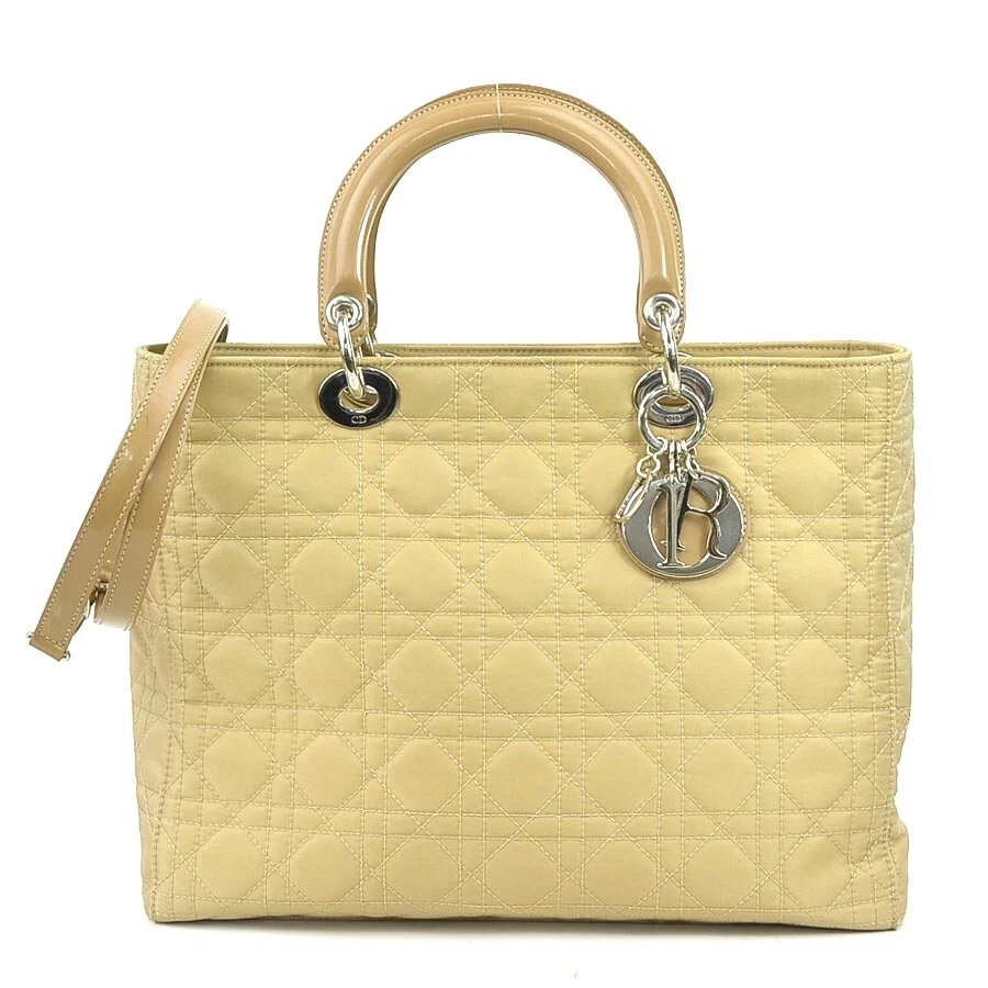Christian Dior Lady Dior sac à main bandoulière 2 voies toile beige avec bandoulière