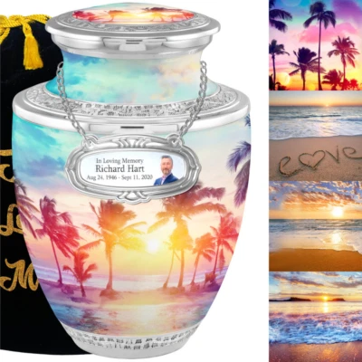 Free Personalized Medallion - Aesthetic Palm Cremation Urns for Adult Ashes