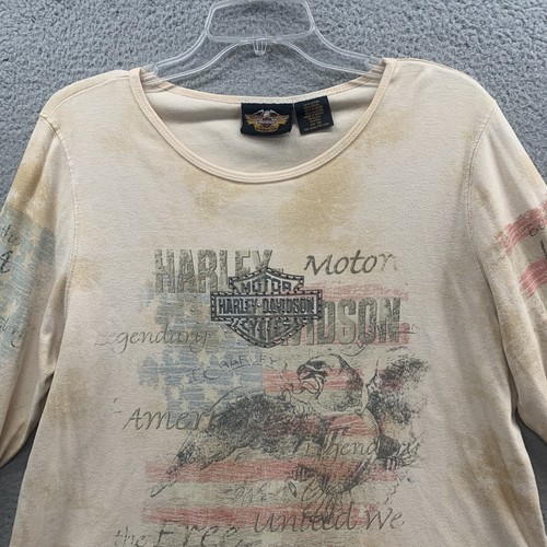 Harley Davidson Motorcycles Shirt USA Eagle American Flag Freedom Pride Crop 1W - Picture 6 of 13
