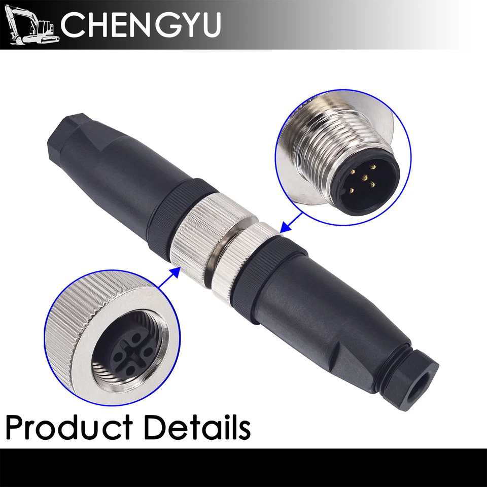 M12 5-Pin Male Female Panel Mount Aviation Connector 12mm IP67 Waterproof - Image 4 of 4