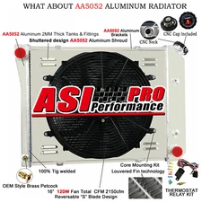 3-Row Aluminum Radiator Shroud Fan For 1968-1973 Chevy Nova / 1970-81 Camaro 