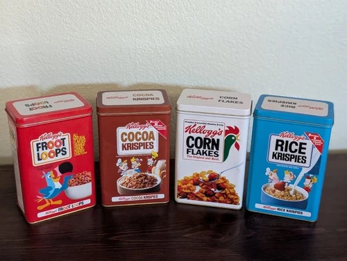 Set Of 4 Vintage Kellogg's Cereal Tins