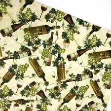 Wine Bottle Fabric RJR Vineyard Cotton Grapes Glasses Vines Novelty 3.25 yards