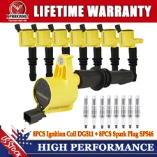 DG511 Ignition Coil and Spark Plug for 2004-2008 Ford F-150 4.6L 5.4L V8 8 Packs